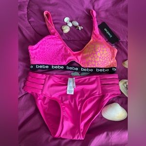 Beautiful bikini set Bra ONLY is BEBE brand Bottom is not.Size 10.Hot pink color